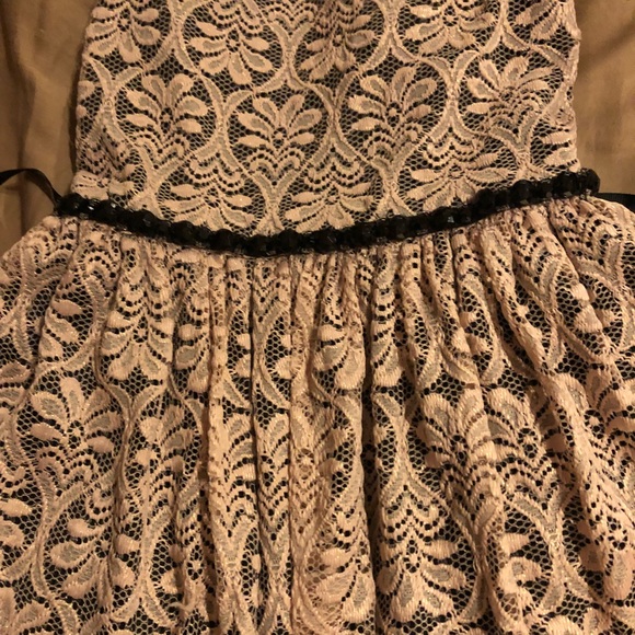 Navy dress with pink lace on top - Picture 3 of 4